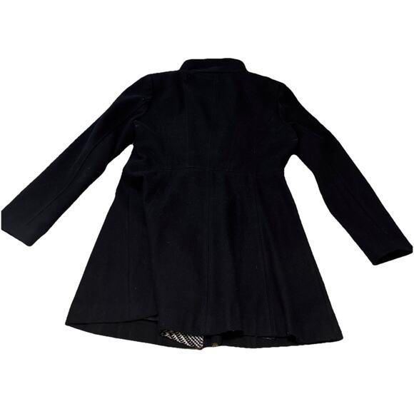 Guess Womens Sz XL BLK Wool Full Zip Up Herringbone Collar Long Tunic Moto Coat - Picture 13 of 15